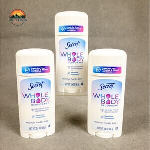 3x Secret Whole Body Aluminum Free Sensitive Deodorant Clean Scent 2.4oz Each